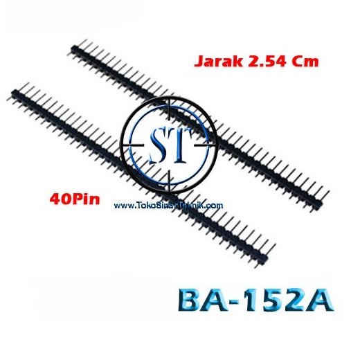 BA-152A Pin Header PCB 2.54mm Male 40 Pin Kaki Soket Module Single Row Strip Silver Connector Hitam