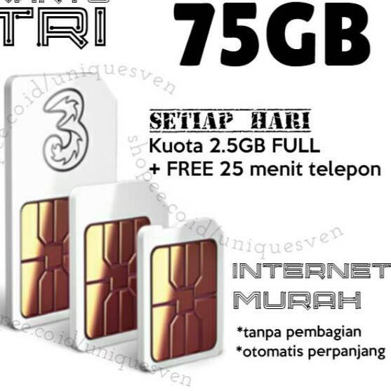 ☗╞ [SAKTI] Kartu TRI 2GB 1500 TRI 2.5GB Kuota FULL 24Jam Paket Internet MURAH