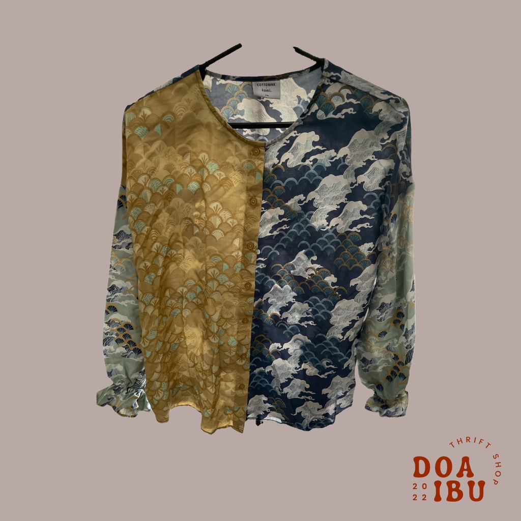 Preloved Cotton Ink x Kamiidea Navy Kanagawa Saruke size S/M