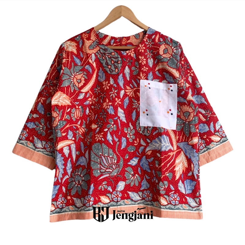 Blus Batik Tiganegri Simply Merah Putih Series | Batik Kerja Merah Putih Series