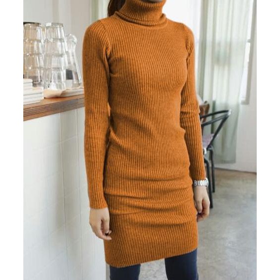 Dress Agnes bata RO dress wanita rajut merah bata