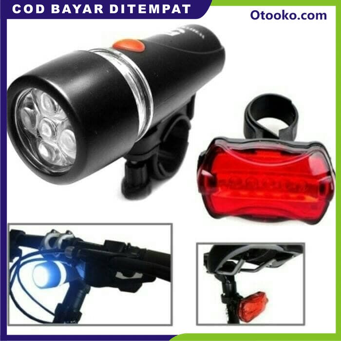 Lampu Sepeda 5 LED Set Paket Depan  Belakang Bike HB618 PowerBeam