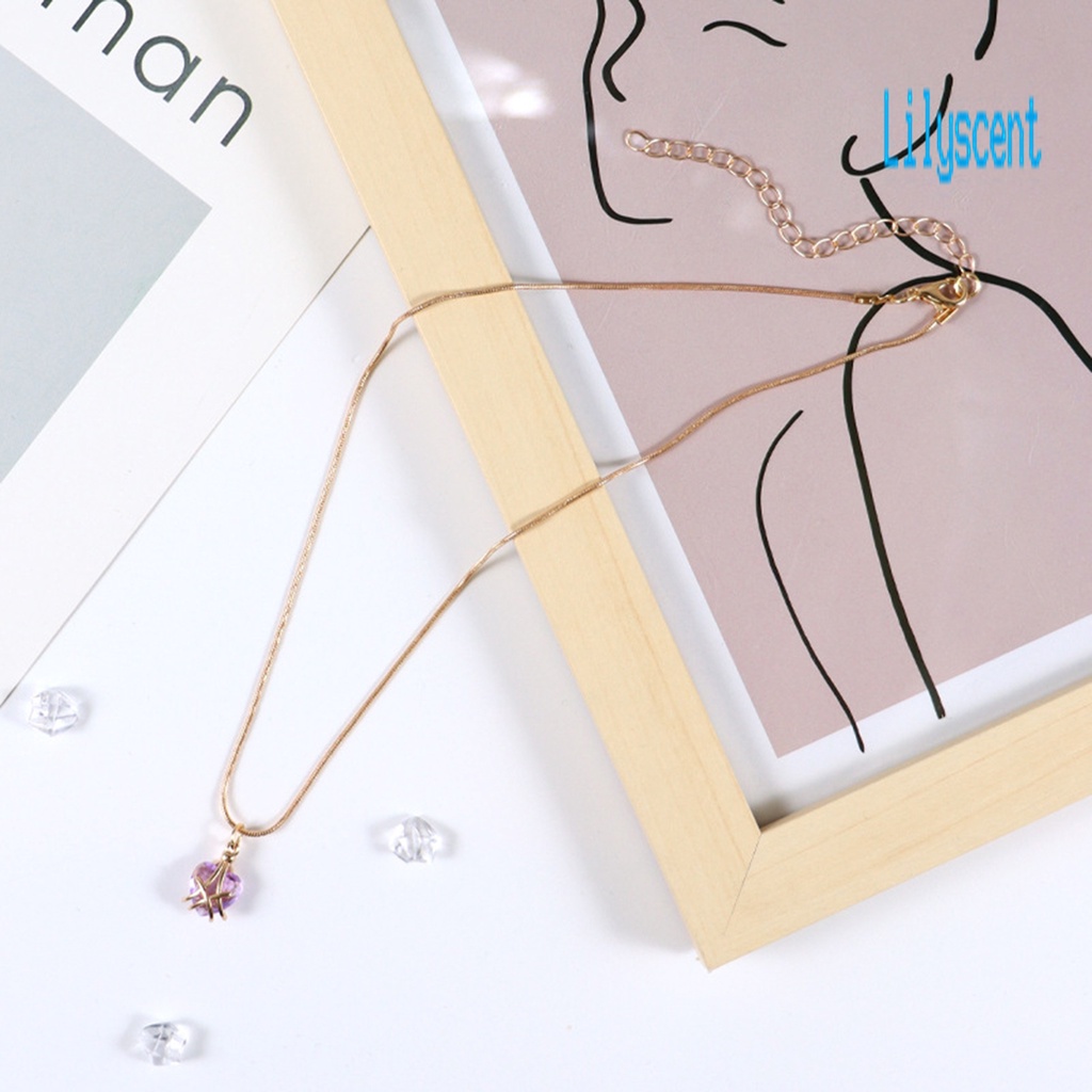 Kalung Hias Liontin Batu Kelahiran Kristal Imitasi Adjustable Untuk Wanita