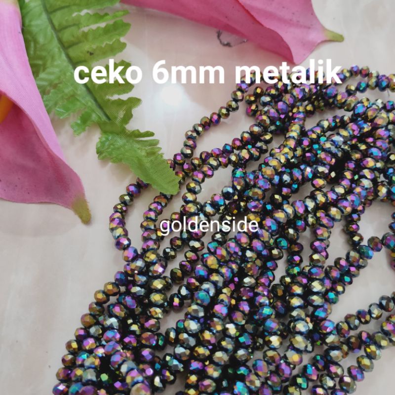 Kristal ceko 6mm metalik / Crystal gepeng metalik 6mm