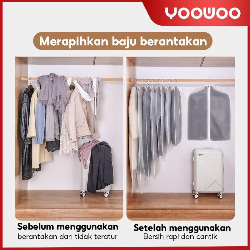 jas baju gaun anti air Pelindung pakaian jas gaun baju Cover gantungan baju jas gaun anti debu