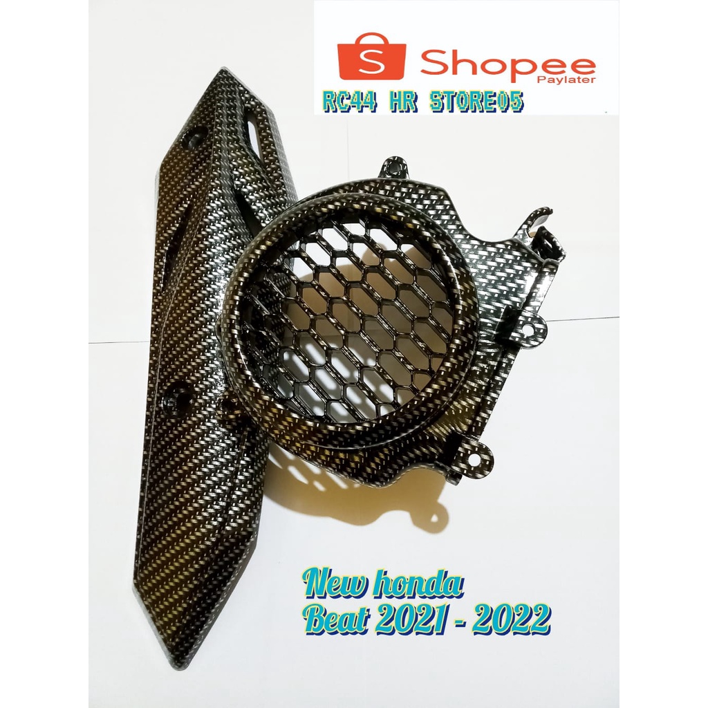 Cover Kipas honda beat delux Carbon + Tutup Knalpot Carbon Honda Beat Deluxe- Beat Street 2020-2021