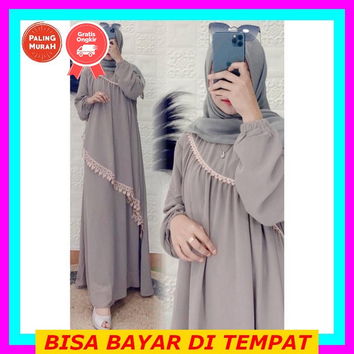 ⇸ Syafin Fashion _ Gamis Pesta Muslimah Brukat Flower Tile Baju Muslim Kondangan Bridesmaid Kekinian