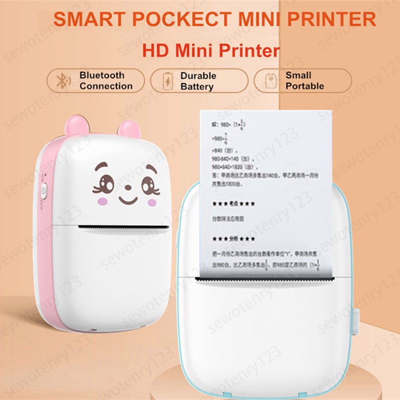 COD Mini Thermal Printer Bluetooth Printer Portable Tanpa Tinta  Termal Printer Label Receipt Barcode Printer