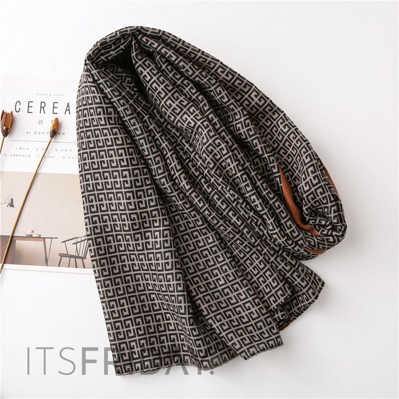 ITSFRIDAY DENA Scarf  - Premium Pashmina Shawl Selendang Syal Pasmina Hijab Import Motif Black