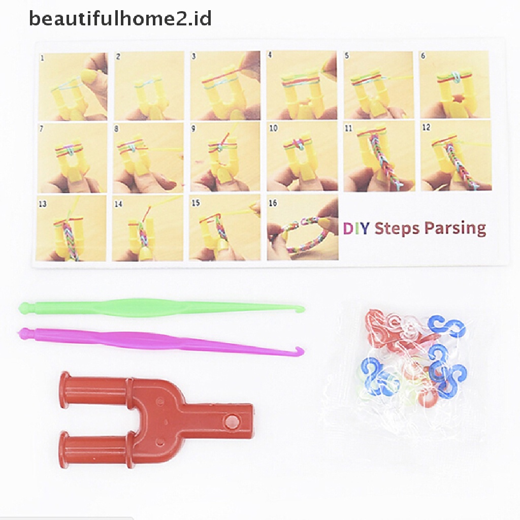 (Beautifulhome2.Id) 500pcs Karet Loom 12 Warna + Jarum + Monster Tail Untuk Membuat Gelang Diy