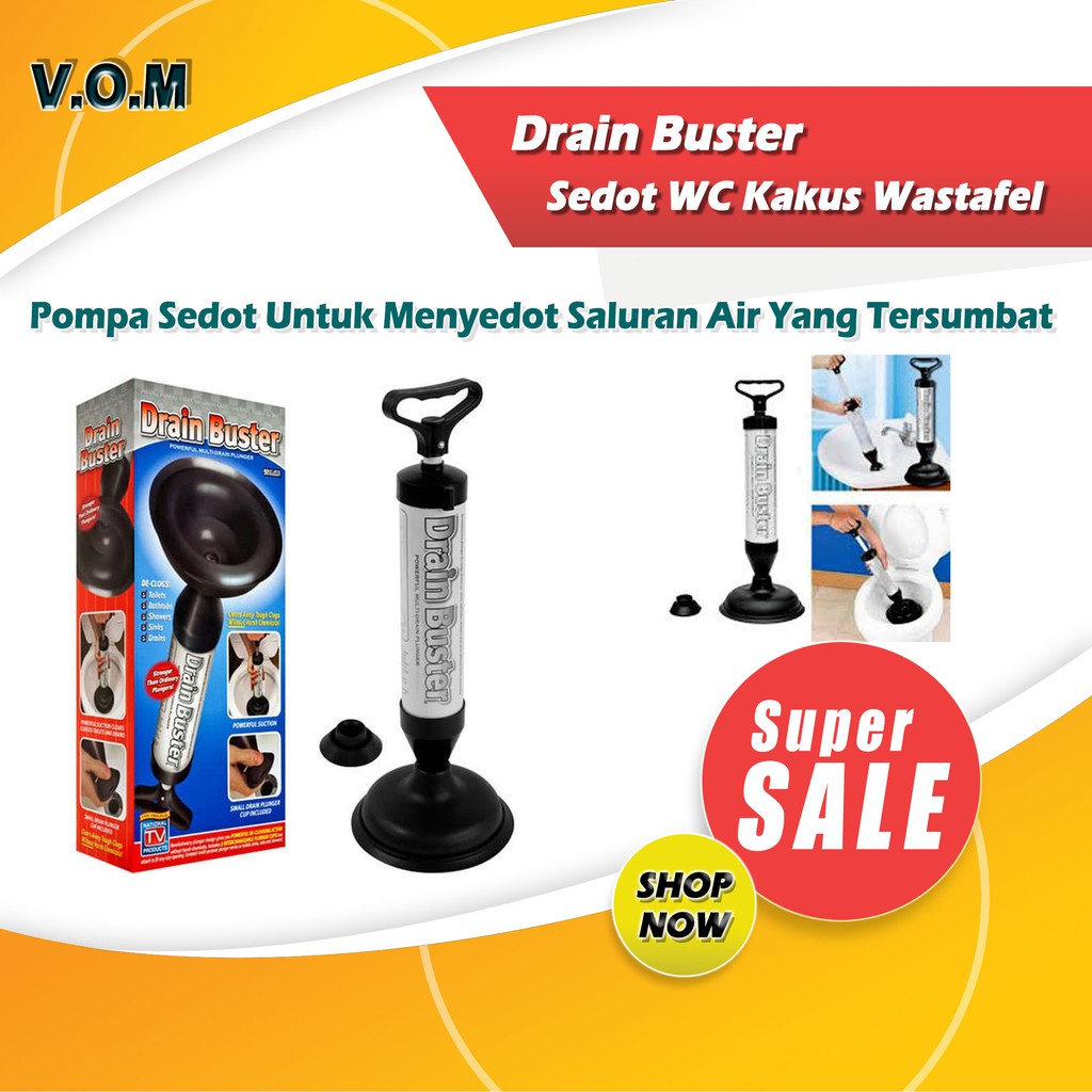 VOM 0412 Drain Buster Sedot WC Kakus Wastafel Suction Pump 2 in 1 - 0412