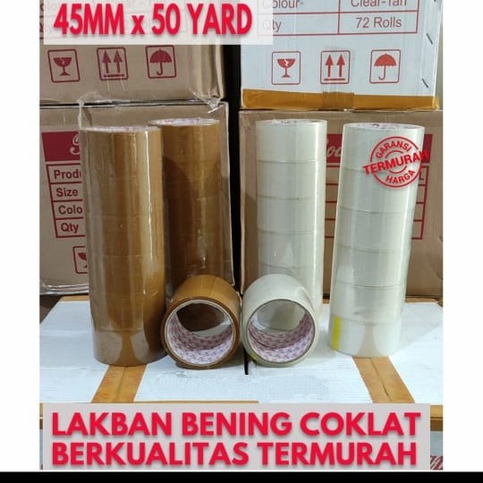 

Lakban Coklat / Bening 45mm 50 yard Murah, Kuat dan Berkualitas