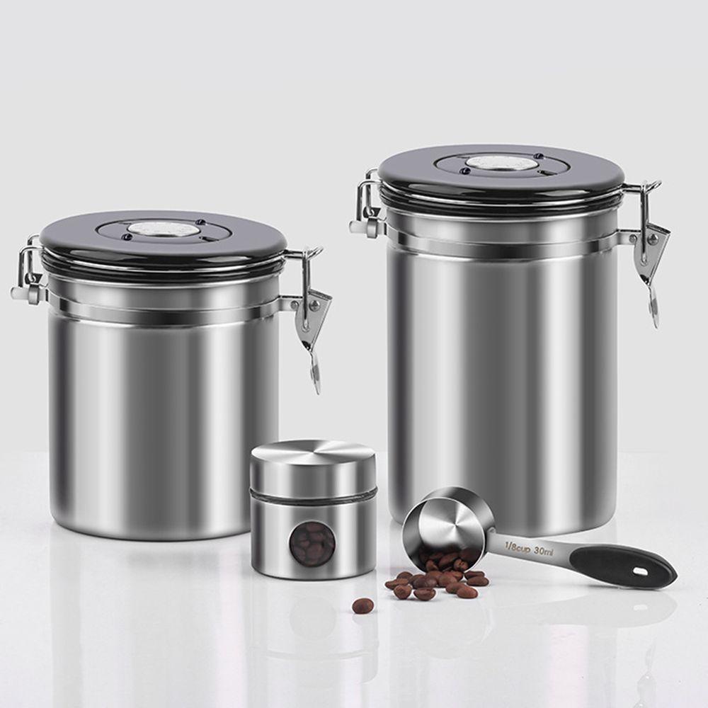 Solighter18/26oz Kedap Udara Coffee Canister Large CO2 Melepaskan Katup Wadah Penyimpanan Makanan Coffee Storage Sendok Takar