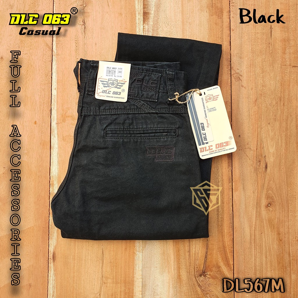 DLC063-Celana chino panjang original SELVED kanvas canvas reguler standart hitam terbaru bisa cod non street asli