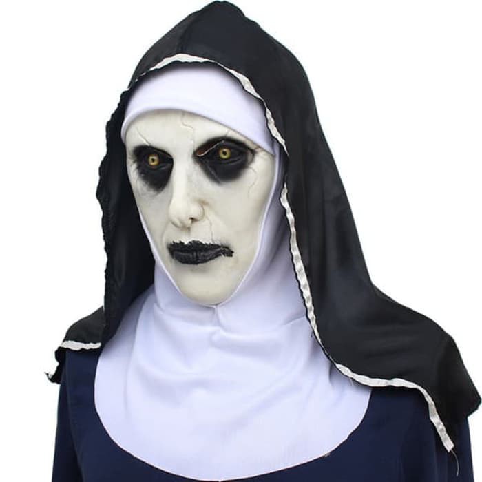 Topeng Valak The Nun Original Dengan Penutup Kepala Latex