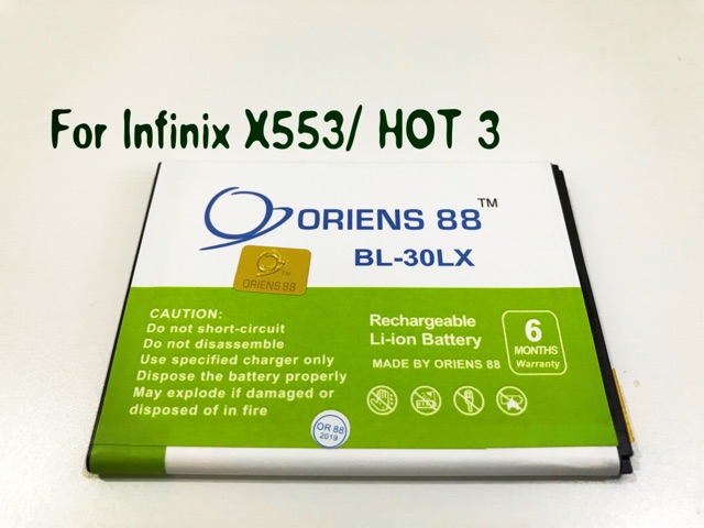 (P) Baterai batre battery Infinix X553 / Hot 3  Double Power/IC ORIENS88