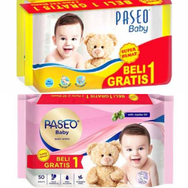 Paseo Baby Wipes Tissue Basah [50 Sheets] Buy 1 Get 1 Free