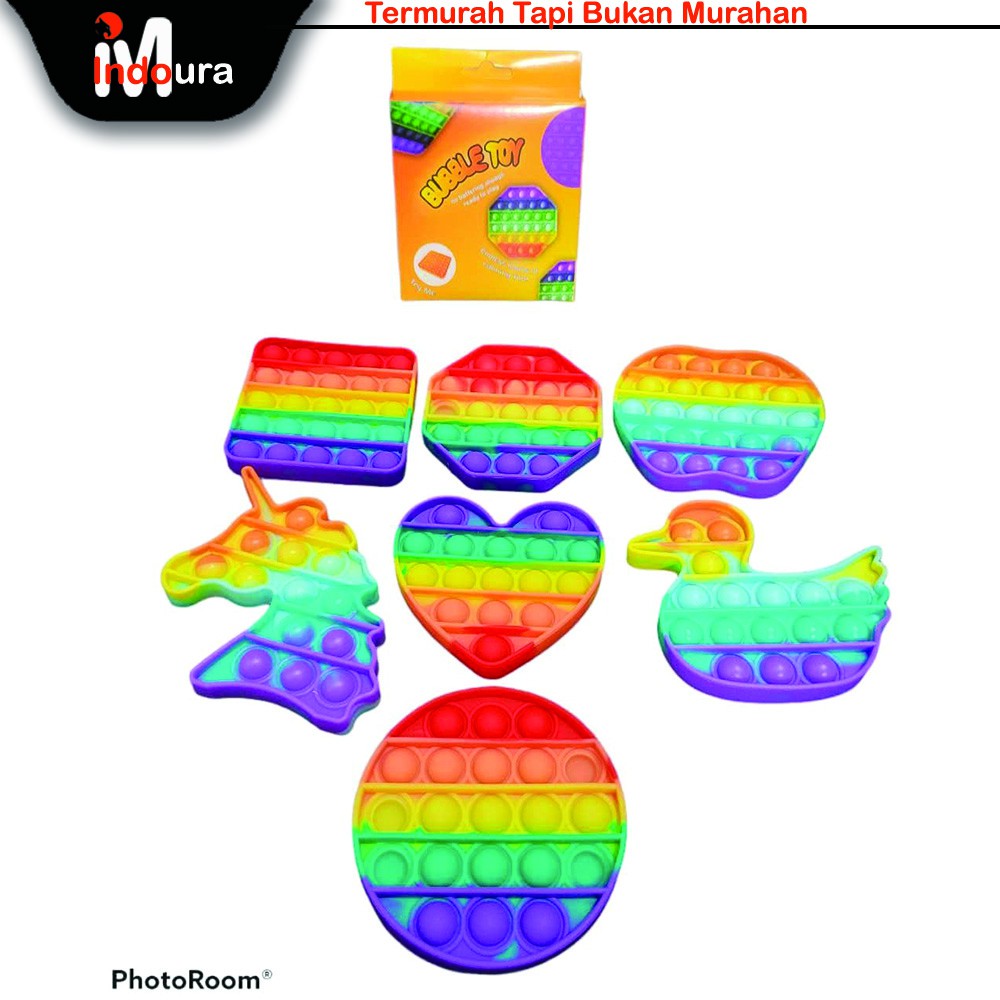 Push Pop It Kecil Rainbow Bubble Fidget Toys Sensory Mainan