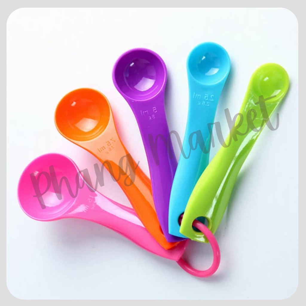 Sendok Takar Takaran Kue Bumbu Rainbow Pelangi MPASI Measuring Spoon 5 In 1 Set