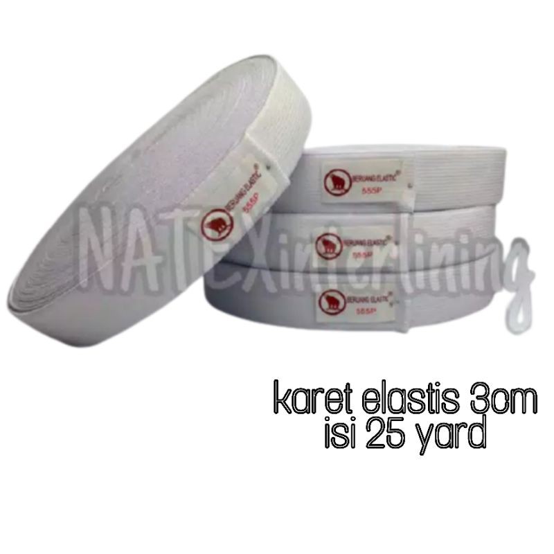 Karet elastis untuk pinggang celana rok sofa jok( 3cm ) assesories alat jahit per roll isi 25 yard