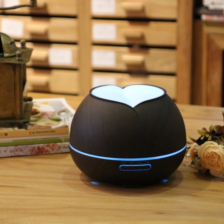 H31 Wooden Humidifier Aroma Diffuser 7 Color LED Light 300ml Black