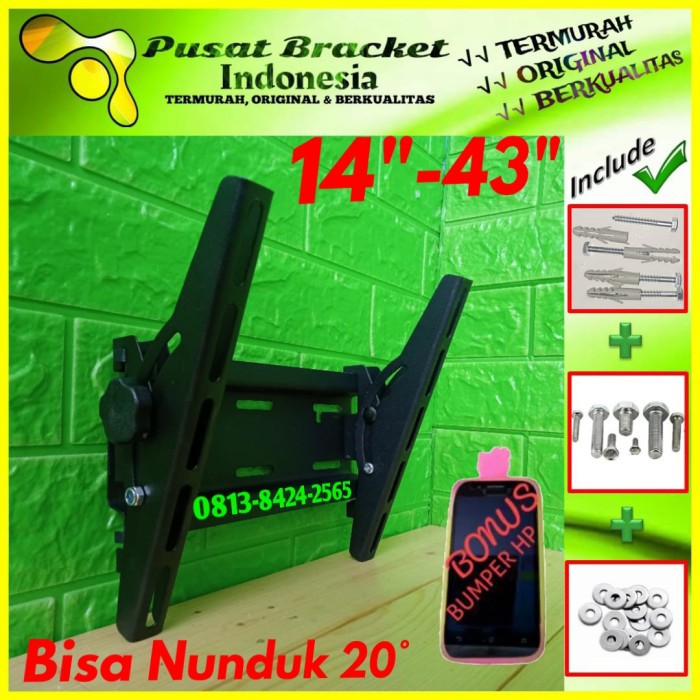 Bracket TV 14&quot; s/d 43&quot; Universal Bisa Nunduk | SUPER TEBAL | IZ.U-001