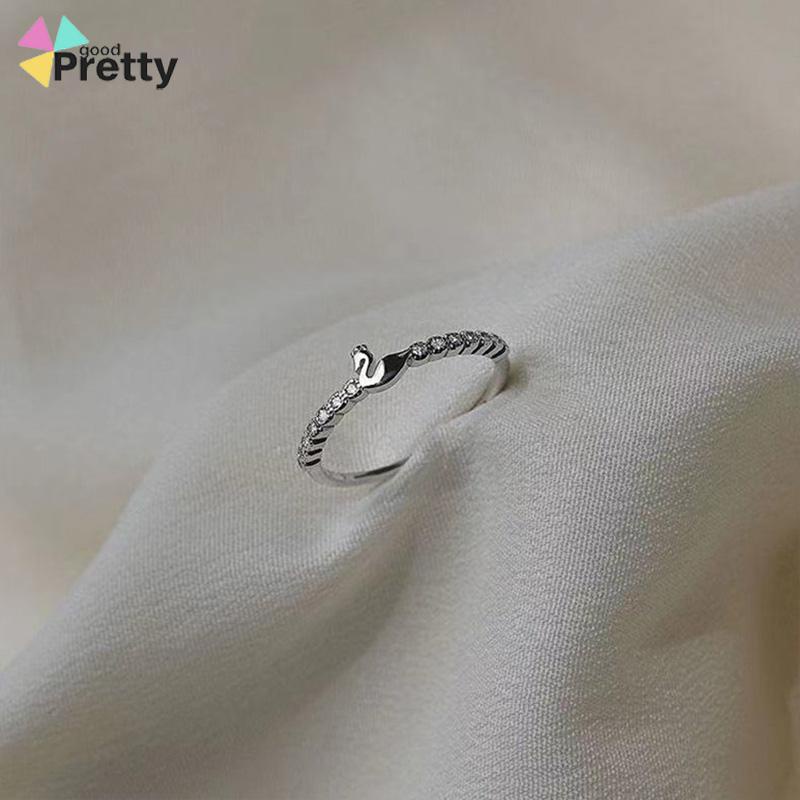 Cincin Jari Telunjuk Bentuk Angsa Kecil Model Terbuka Untuk Wanita - PD