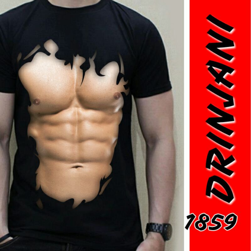 kaos baju sixpack fitnes gym olahraga sport sobek / sablon dtf / custom nama
