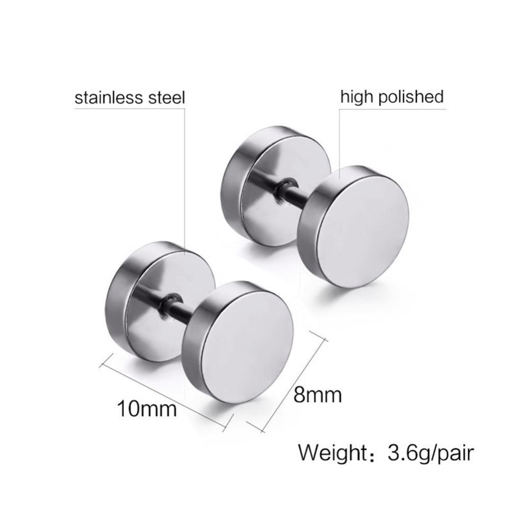 Timekey Anting Tindik Telinga Bentuk Barbel 8MM Bahan Stainless Steel Gaya Punk Untuk Priawanita A6K4