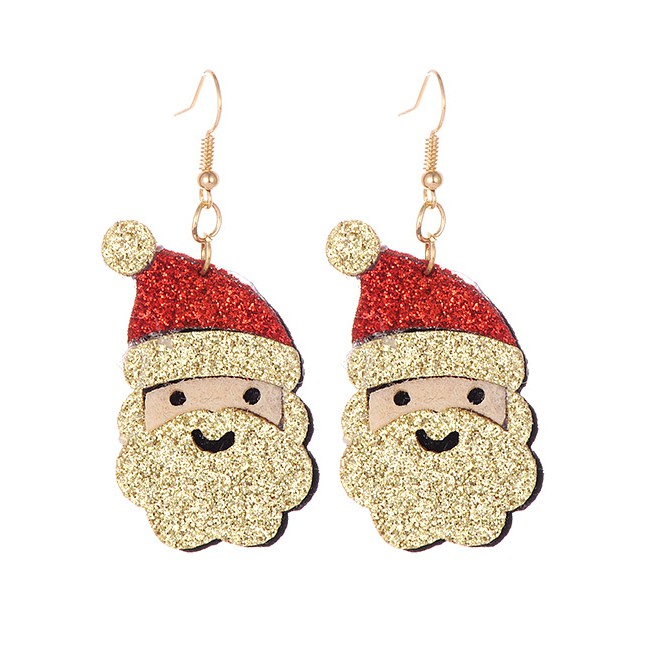 LRC  Anting Gantung Fashion Gold Color Santa Claus Shape Decorated Earrings