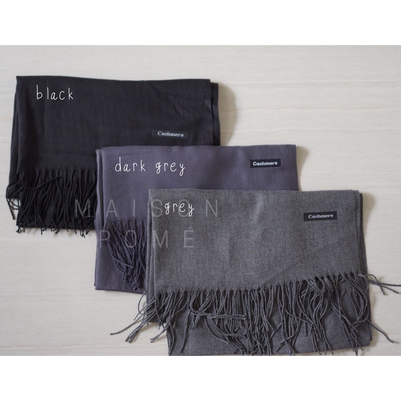 Cashmere Scarf Syal Kasmir Pashmina Shawl Polos Tebal