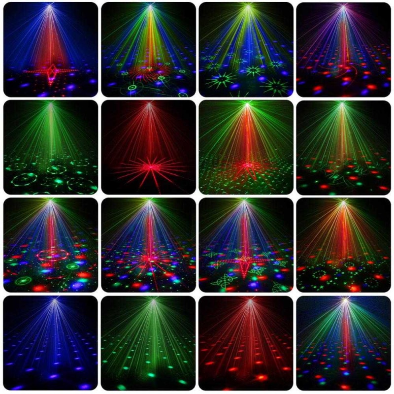 Lampu Proyektor Laser LED Disco DJ Club Light RGB 60 Patterns Remote