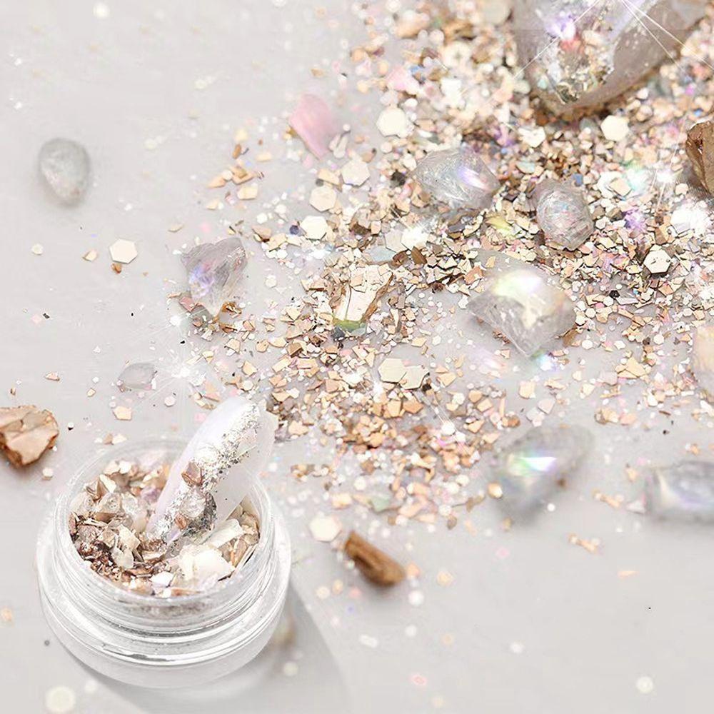 Agustina Abalone Shell Flakes Mixed 1Box Nail Charms Hexagon Manicure Aksesoris Paillette Nail Art Dekorasi