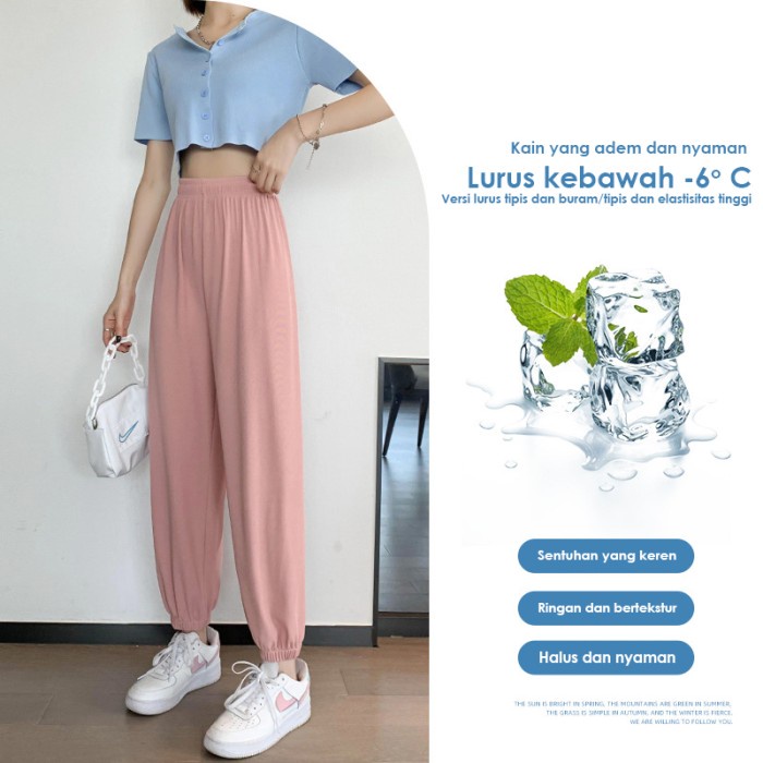 CJWP-H351 Celana Kulot Panjang Pant Jogger Highwaist/Celana kulot Rib Knit Berkualitas