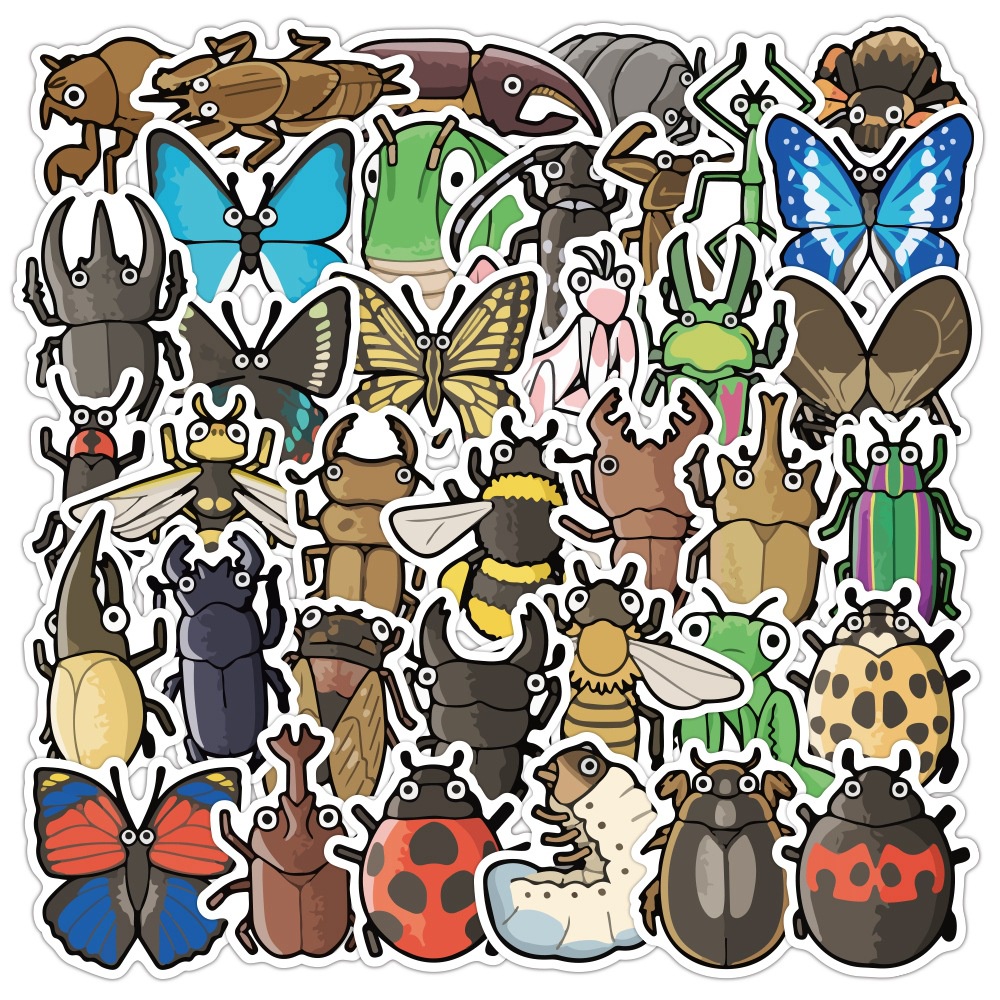 Kartun serangga stiker sekolah dasar pengetahuan siswa tentang stiker kecil anak gambar pengakuan po