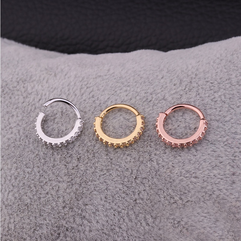 1 Pcs Korean Simple Style Solid Color Round Shape Copper Zircon Earring for Women Valentines Day Present