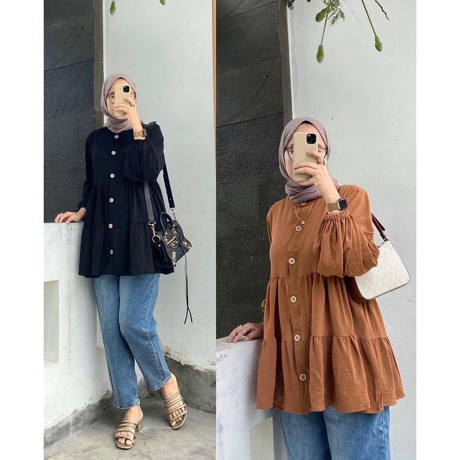 1KG MUAT 5PCS | CANDA TUNIK AIRFLOW CRINCLE PREMIUM HIGH QUALITY HITS OOTD SELEBGRAM FASHION GROSIR MURAH WANITA