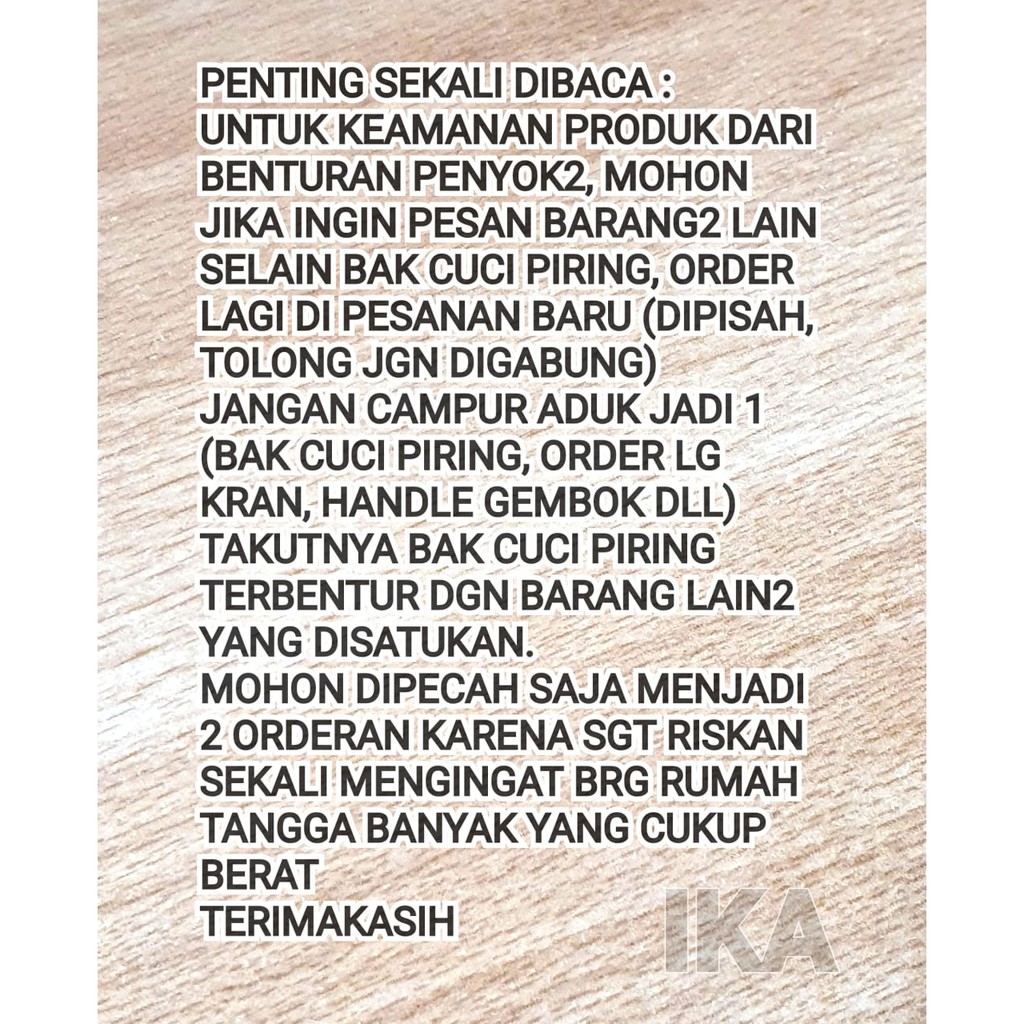 (KHUSUS GOSEND GRAB JKT) WASTAFEL BAK CUCI PIRING STAINLESS STEEL BONUS AFUR + SELANG / SINK DAPUR MURAH