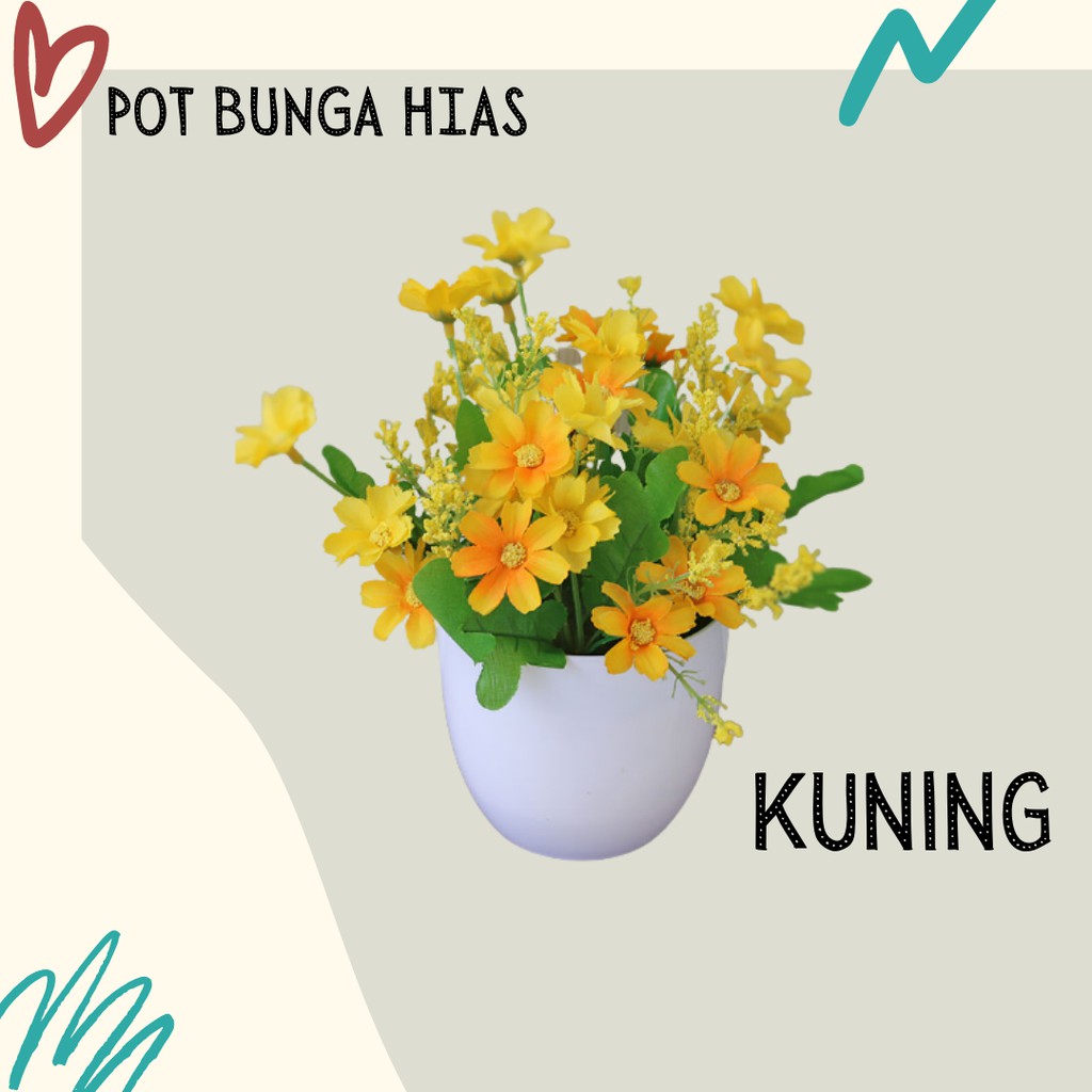 Satu7an PBP30 Tanaman Bunga Plastik Tanaman Hias Bunga Anggrek Krisan Pot Bunga Hias Bonsai Ornamen Dekorasi Rumah Artificial Flower