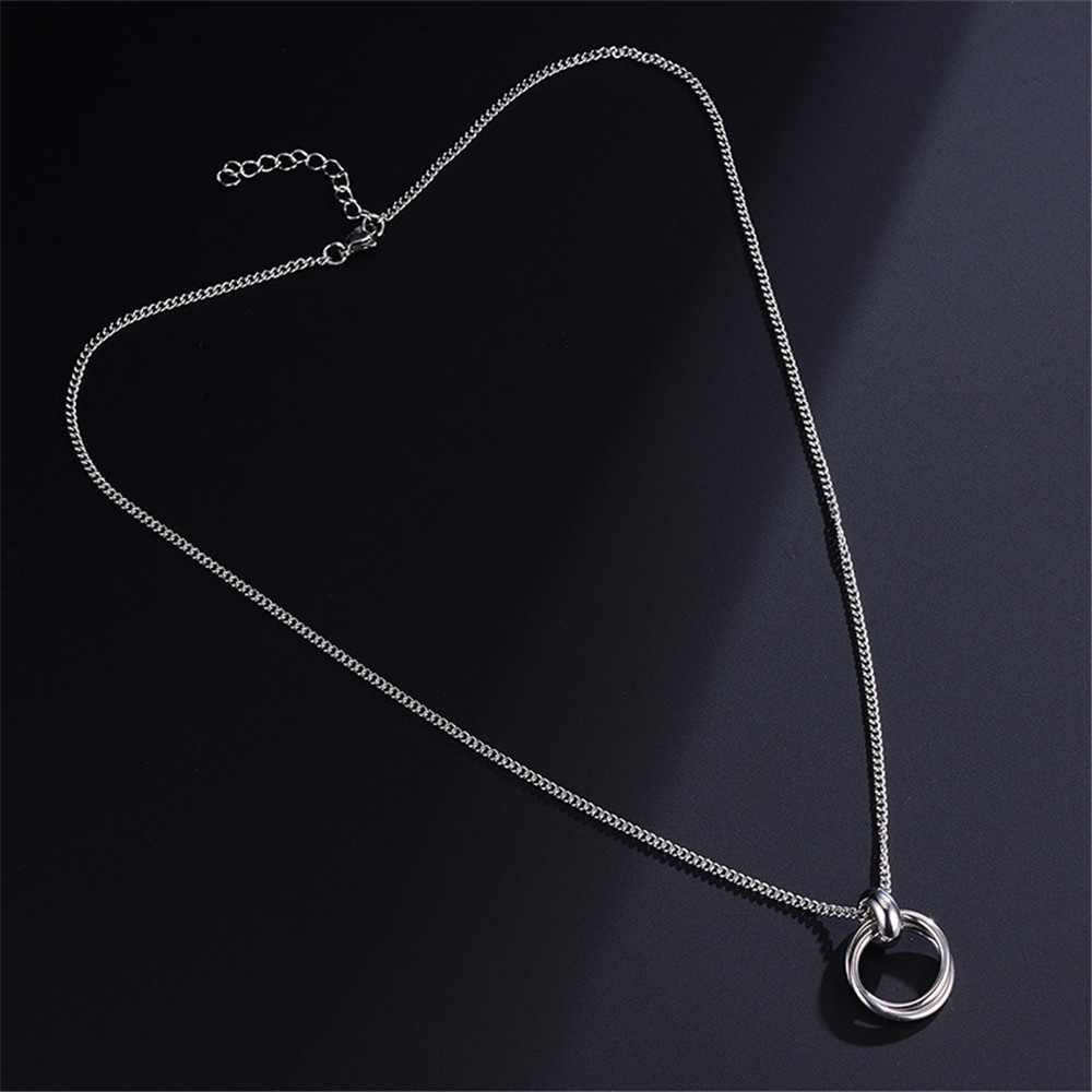 【COD Tangding】Double Ring Couple Necklace Simple Chain Fashion Accessories Jewelry for Men Women