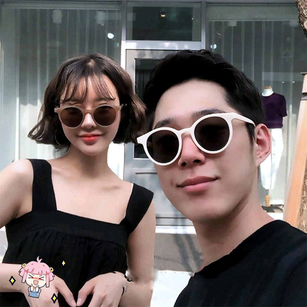 Kacamata Hitam Wanita Gaya Retro Frame Bulat Fashion Korea Dengan Anti Radiasi