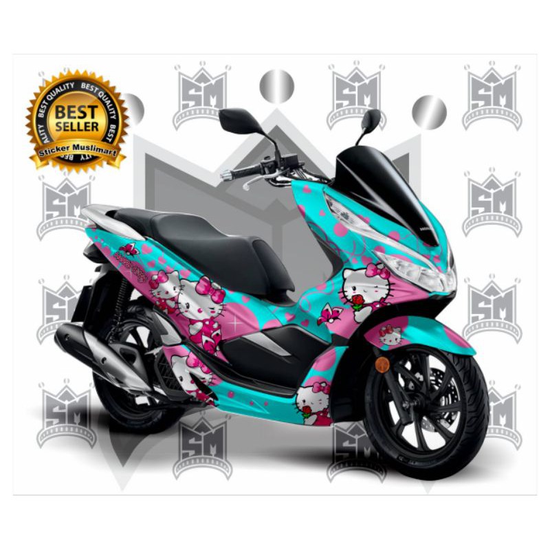 Sticker Decal PCX Motif Hello kitty biru variasi kode 1000
