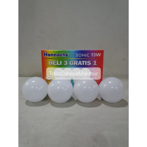 PROMO Lampu Bohlam LED Sonic 13w 13watt Hannochs ISI 4Pcs Cahaya Putih