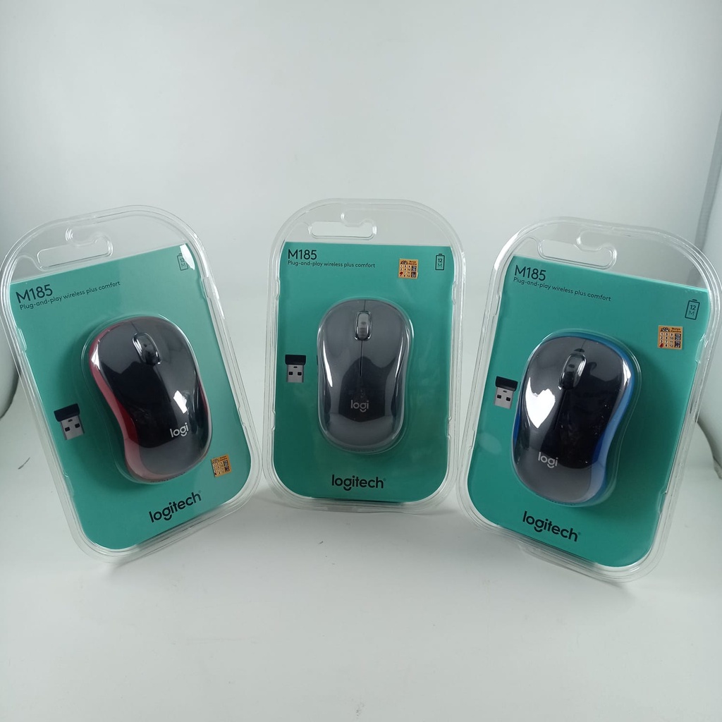 MOUSE LOGITECH M185 WIRELESS + BATTERY DAN TOMBOL ON/OFF BERGARANSI RESMI