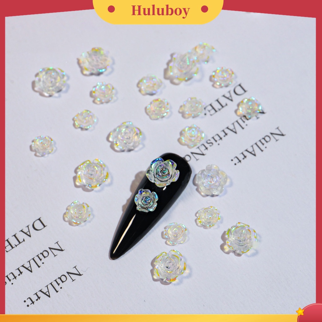 Huluboy Huluboy♡ 20 Pcs Aksesoris Berlian Imitasi Bentuk Bunga Camellia Untuk Dekorasi Kuku Wanita