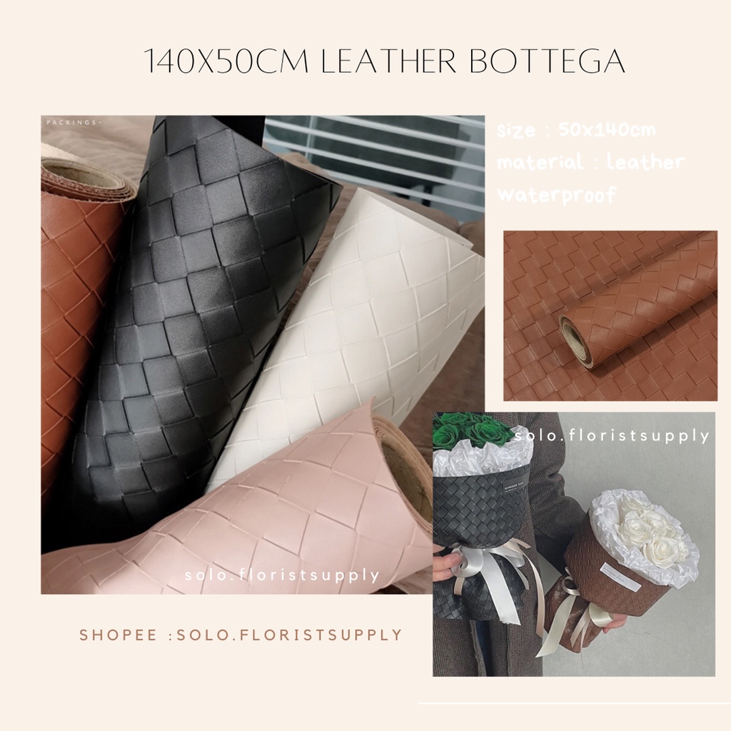 140X50CM LEATHER BOTTEGA WRAPPNG FLOWER BAHAN KULIT ANYAMAN TEBAL bahan kain akrilik Kain Chanel Twe