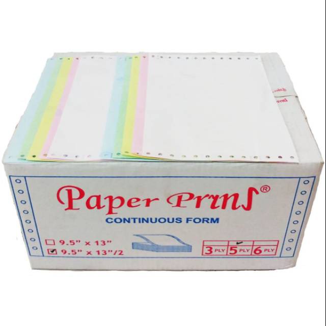 

Continuous Form 9.5 x 13/2 5ply Bagi 2 Paper pryns