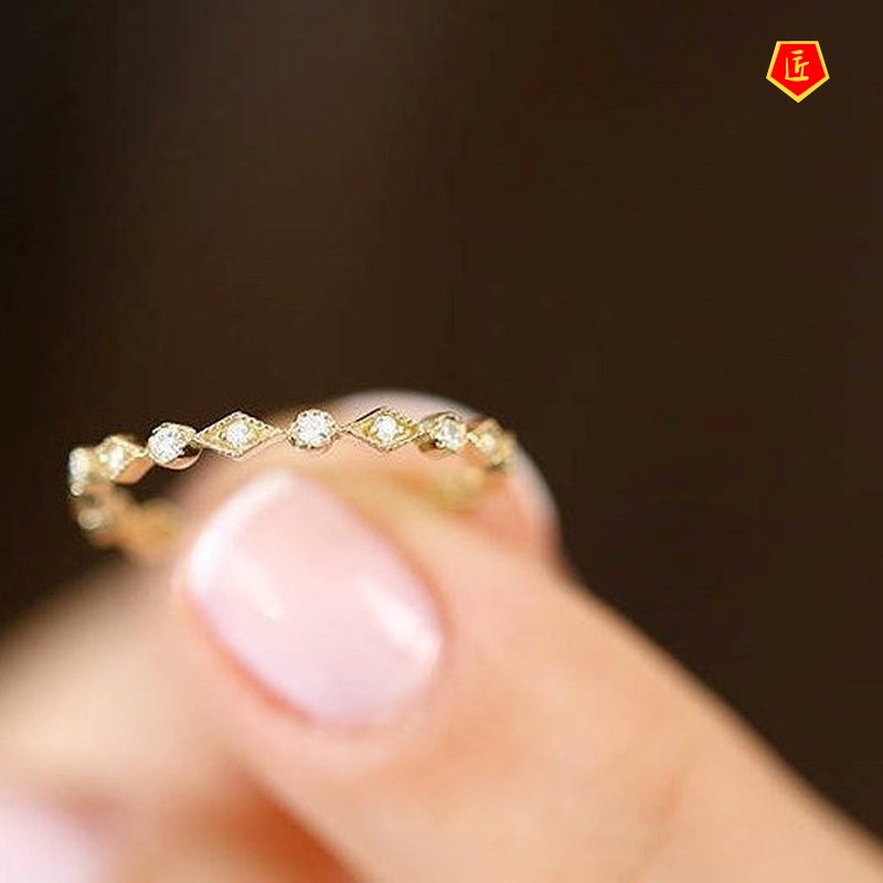 [Ready Stock]Female S925 Silver 14K Gold Simple Ring