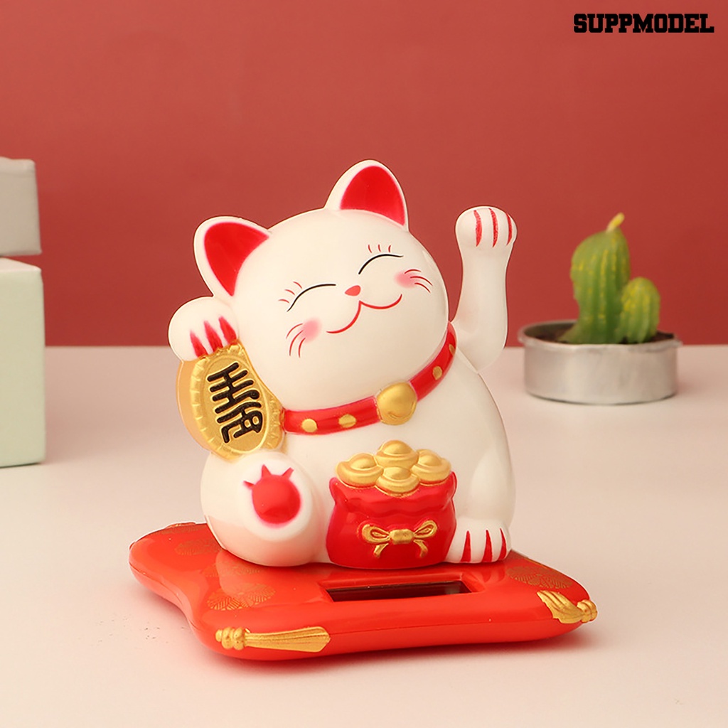 Ornamen Kucing Keberuntungan Tenaga Surya Untuk Dekorasi Kantor