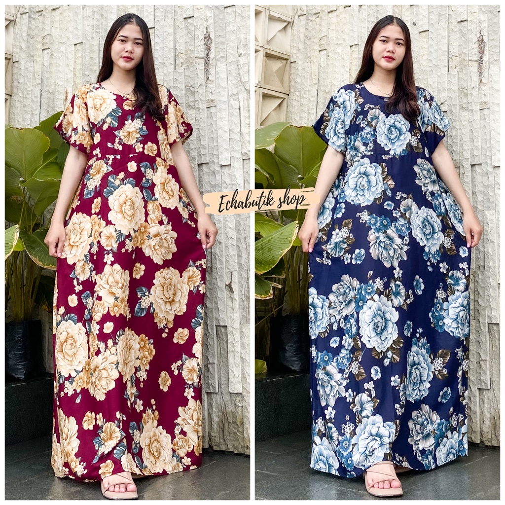 Daster Dress Bali Jumbo Panjang Bigrose || LONGDRES ||